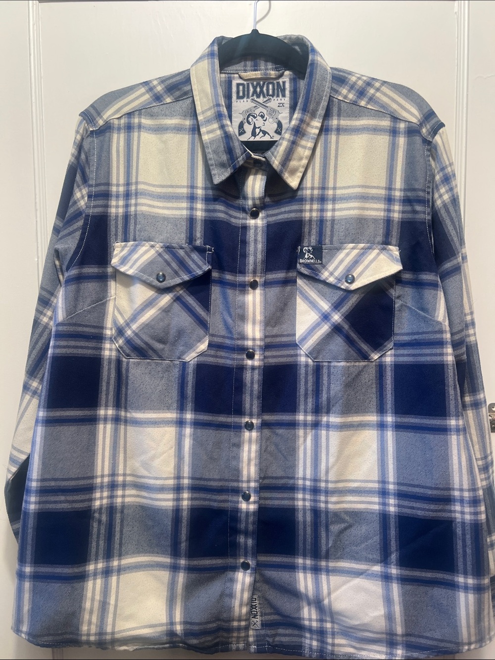 Women’s Dixxon Brownells Blue Plaid Flannel Shirt 2X/XXL EUC